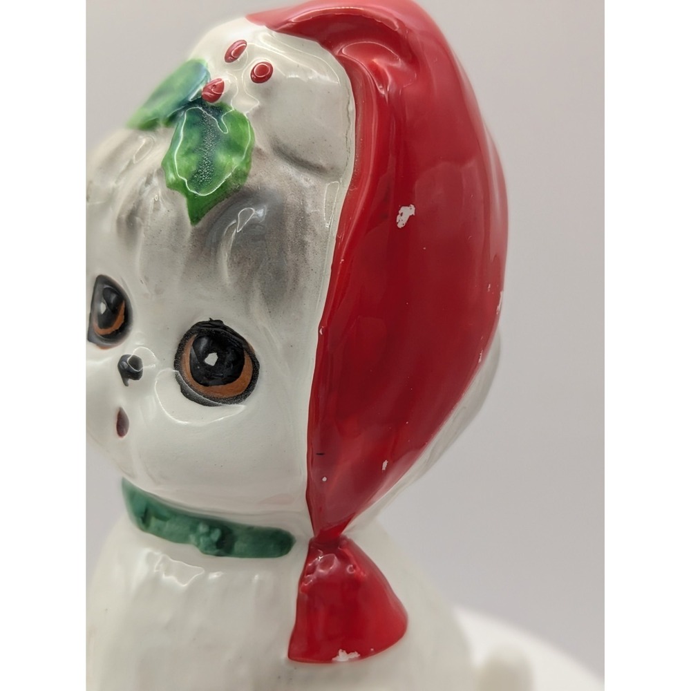 Vintage Christmas White Dogs Salt And Pepper Shakers X-488 Santa Hat. Japan - Picture 6 of 16